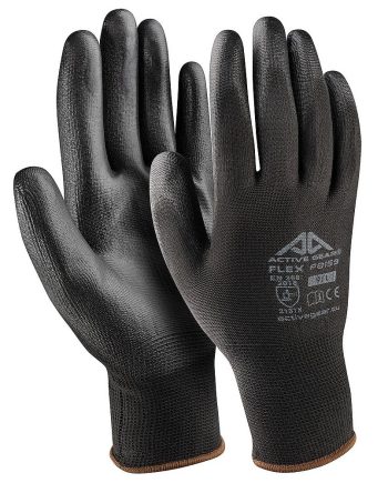 Töökindad õhukesed polü./must PU+lilla äär Active FLEX 7/S PP 1pr (12/120)