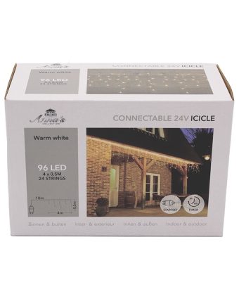 Jääpurikakujuline valguskardin 96LED 4,0X0,5m soe valge