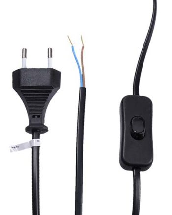 Kaabel lülitiga 2m / 2 x 0,75 H03VV-F2, must